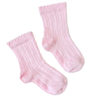 Pink svečane rebraste čarape